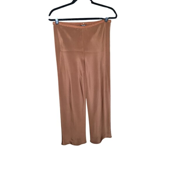 Peter Cohen 100% Silk Brown Wide-Leg Pants Elastic Waist Small - Picture 2 of 7